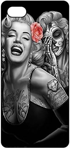 Marilyn Monroe iPhone 5S Case, Marilyn Monroe Skull Soft Rubber Silicone TPU Bumper Phone Case Cover for iPhone 5/ 5S/ Se Lightweight Slim Black