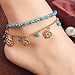 BeOne2015 New Unique Bohemia Two Piece Flower Charm Tassel Chain Turquoise Beads Sandal Anklet