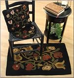Primitive Flowers Hooked Wool Rug