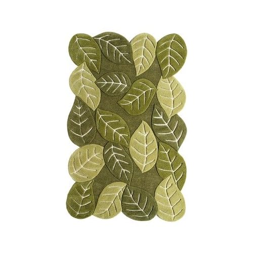 Nature's Beauty Leaf Green Elm Leaves Rug Size 5' x 8' Area Rugs
