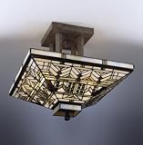 Tiffany Lamp - Dale Tiffany Oak Park Mission Ceiling Mount Lamp - 7442-2LTF