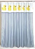 Rubber Ducky Navy Blue Stripes Shower Curtain