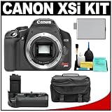 Canon EOS Digital Rebel XSi 12.2-Megapixel SLR Camera (BLACK) with Canon BG-E5 Battery Grip + LP-E5 Battery + Case + Cleaning Kit