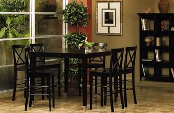 7pcs Counter Height Pub Dining Table and Chairs Set in Espresso Finish,Alpine Furniture,Dinset-AP-173-01-02