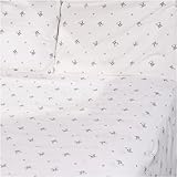 Dreamy Linens Black Skull and Crossbones with Pink Nautical Stars on a Whit ....
