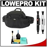 Lowepro Inverse 100 AW Beltpack Camera Bag (Black) + Accessory Kit for Canon Rebel XSi, XS, XTi, 40D, Nikon D40, D60, D80, D200, D300, D700, Olympus Evolt E-410, E-420, E-510, E-520, and Sony Alpha A200, A300, A350, A700 Digital SLR Cameras