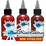 StarBrite 3 RED Color SET Sterile Tattoo Ink 2 OUNCE