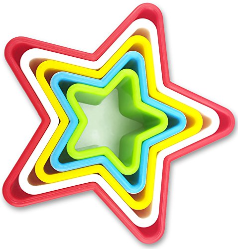 Star Cookie Cutter Set (5 pc) from Best In All. Perfectly designed premium quality cookie cutters set comes in different sizes and assorted colors. Makes a great gift for all occasions. Add more fun to your baking now!