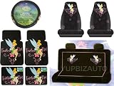NEW Tinkerbell Fearless Flirt Combo Front Rear Car Floor Mats, Seat Covers, Rear Bench Set Cover, Steering Wheel Cover