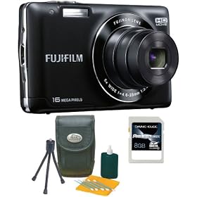 Fuji FinePix JX580 16MP Black Compact Digital Camera, Carry Case and 8GB SDHC Card