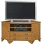 Burnham Corner Wide screen Tv Stand With Middle Drawers, 26"Hx53"W, WALNUT