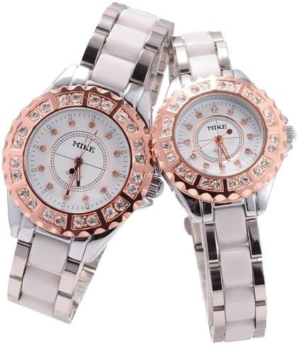 Best Gift For Valentine's Day Mike Shinning Diamond Couple Watch - Golden (28155)