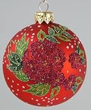 6 Christbaumkugeln aus Glas mit Blumendekor 8cm #XW052104