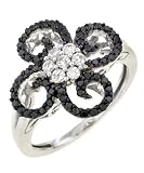 14K White Gold Black and White Diamond Ring, 0.50 CTW