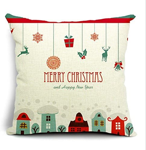 Merry Christmas Gifts to Every Home Cotton Linen Throw Pillow Case Cushion Cover Home Sofa Decorative 18 X 18 Inch Pillowcase