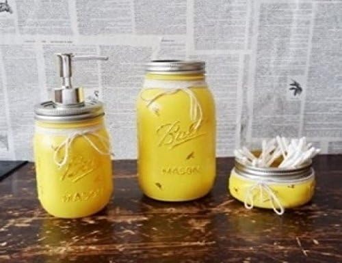 Bathroom accessories, yellow mason jar bathroom set