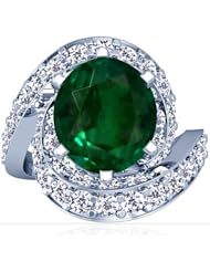 Platinum Oval Cut Emerald Fana Designer Ring