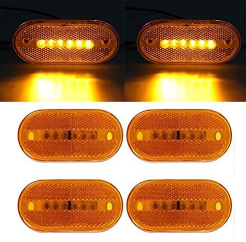 Partsbox 4pcs Amber 6 LED Waterproof Side Marker Light Turn Signal Light For Car Front Rear Light
