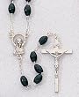 Rosary - 5mm Black Plastic Beads - 18" Silver Tone - IMPORTED FROM ITALY - Boxed Rosary - 5mm Black Plastic Beads - 18" Silver Tone - IMPORTED FROM ITALY - Boxed