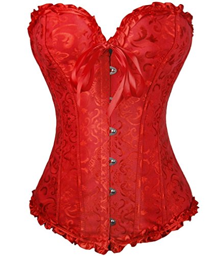 Zanuce women s sexy satin boned lace up overbust plus size corset…