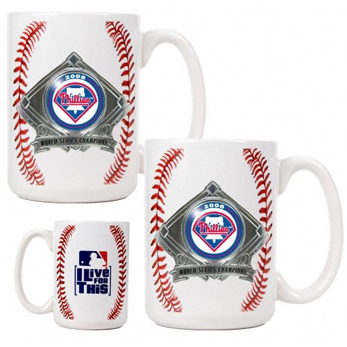 Buy Philadelphia Phillies 2008 World Series Champions 2 Piece 15 oz. GameBall Ceramic Mug Set by Great American Products
