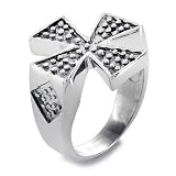 Stainless Steel Brushed and Polished Cross Textured Ring