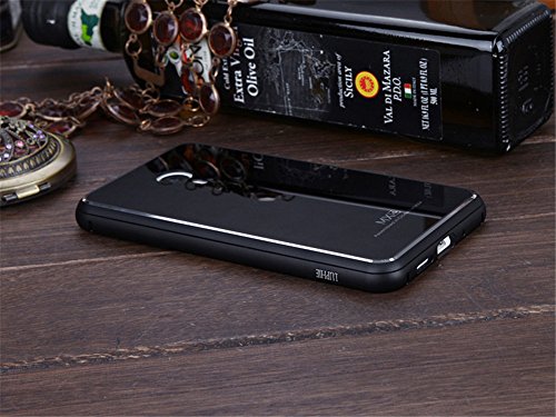 DAYJOY Luxury Armor Shield Ultra Thin Aluminum Alloy Protective Metal Bumper case with Tempered glass Back Cover +1PC 9H Hardness Tempered Glass Front protector Film for MEIZU MX4 (BLACK+BLACK)