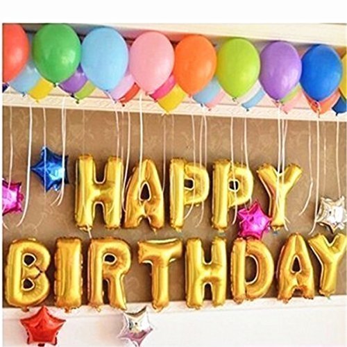 Zebratown Cute Gold Alphabet Letters Balloons Happy Birthday Party Decoration Aluminum Foil Membrane Ballon