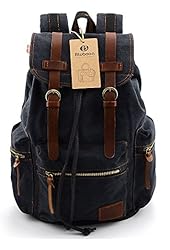 BLUBOON(TM) Vintage Men Casual Canvas Leather Backpack Rucksack Bookbag Satchel Hiking Bag