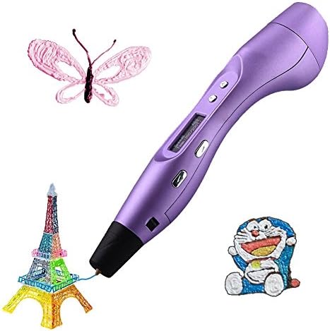 Yingjia 3d Pen for 3d Printing Drawing Doodling with Large LED Screen+3 Free Spools of Fillament+more Color Options+newest Most Advanced Model (Purple)
