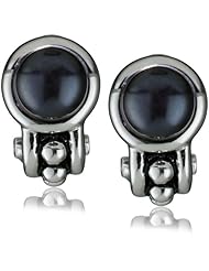 Honora "Pallini" Black Freshwater Cultured Pearl Semi Hoop Omega Back Earrings