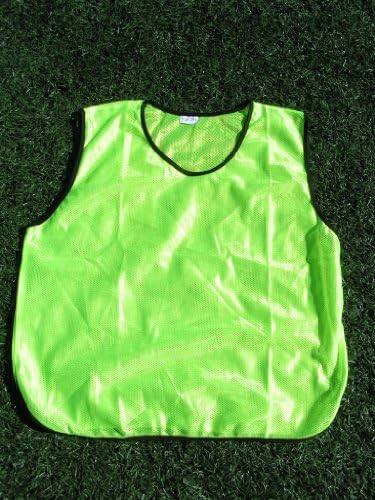 6 Youth Practice Jerseys, Pinnies, Bibs 100% Polyester for Ages 5-9, 10-15, & 16+(Bright Yellow, Youth - 10-15),6 Pack