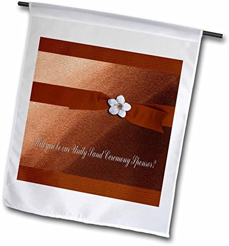 Beverly Turner Wedding Attendant and Bridal Party Design - Unity Sand Ceremony Sponsor, Autumn Ribbon with Flower on Peach - 18 x 27 inch Garden Flag (fl_43424_2)