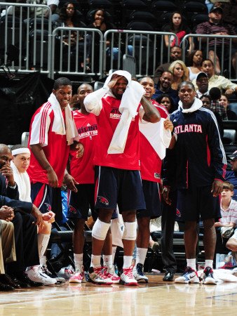Washington Wizards v Atlanta Hawks: Joe Johnson, Josh Smith and Marvin Williams Photographic Poster Print by Scott Cunningham, 30x40