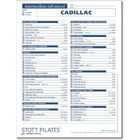 Stott Pilates Intermediate Advanced Cadillac Client Workout Sheets by