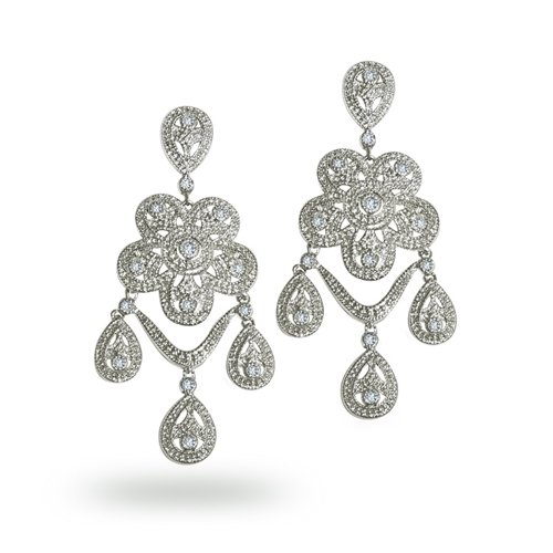 Bling Jewelry Vintage Triple Tear Drop Classic CZ Chandelier Earrings [Jewelry]