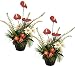 TWO Pre-Potted 29" Artificial Anthurium Rose Mixed Flowers and Plants Arrangement