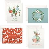 Set of 12 Christmas Cards - Classic Holiday Collection (12 Cards + Envelopes) - 4 Unique Designs - By Palmer Street Press