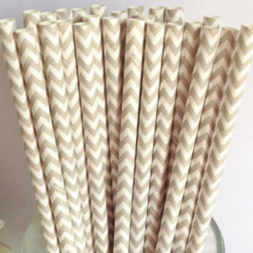 Flox 'Gray Chevron' Paper Straws, Pack of 25