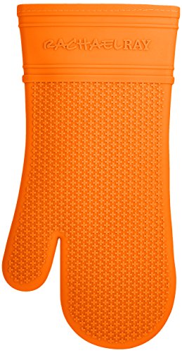Rachael Ray Silicone Kitchen Oven Mitt with Quilted Cotton Liner, Orange