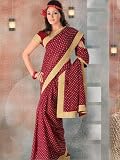 Wedding Dress Maroon Faux Georgette Belly Dance Dress Saree Sari with Unstitched Matching Blouse