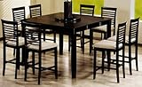 9pc Counter Height Table & Stools Set with Lazy Susan Cappuccino Finish
