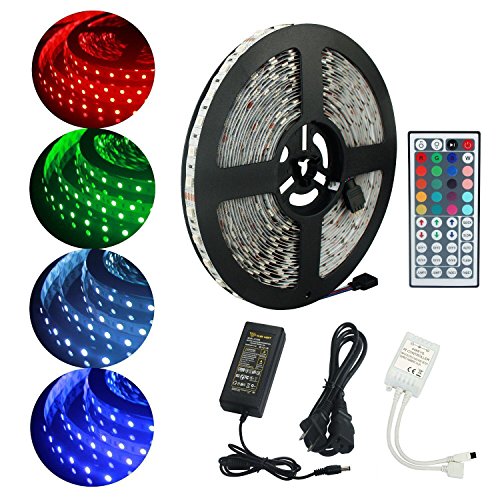 ALED LIGHT® 5050 10M 600Leds RGB 60leds/m SMD Non-Waterproof Color Changing Led Strips Light Kit +44 key IR Remote+24V/6A AC Power Supply for Home lighting and Kitchen Decorative