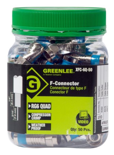 cheap Greenlee XFC-6Q-50 Weatherproof Compression F-Style Connectors, RG6 Quad, 50-Pack