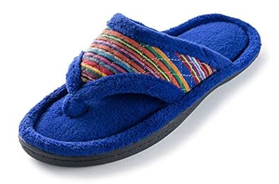 Amazon.com: Beverly Rock Womens Embroidered, Plush Terry Cotton SPA Thong Sandal Slipper Plus A 