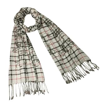 100% Viscose Cross Stripes Swing Vine Flower Imprint Tassels Ends Long Scarf Shawl - Various Colors