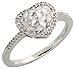 14 Karat Weissgold Herz Diamanten Ring, mit 0.13 Karat Brilliantschliff Diamanten, (9mm) breit