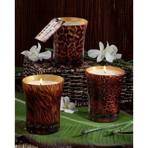Pack of 6 Gardenia Scented Animal Print Flared Glass Candles