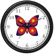 Red & Yellow Targets on Blue Winged Butterfly - JP Animal Wall Clock by WatchBuddy Timepieces (Hunter Green Frame)