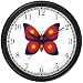 Red & Yellow Targets on Blue Winged Butterfly - JP Animal Wall Clock by WatchBuddy Timepieces (Hunter Green Frame)